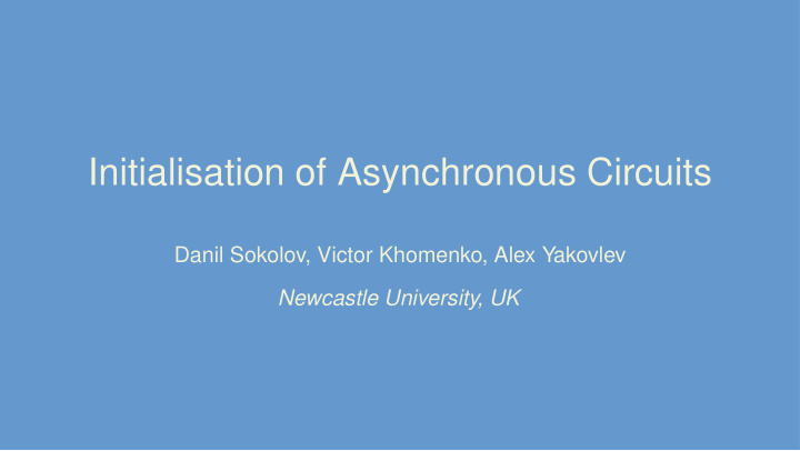 initialisation of asynchronous circuits