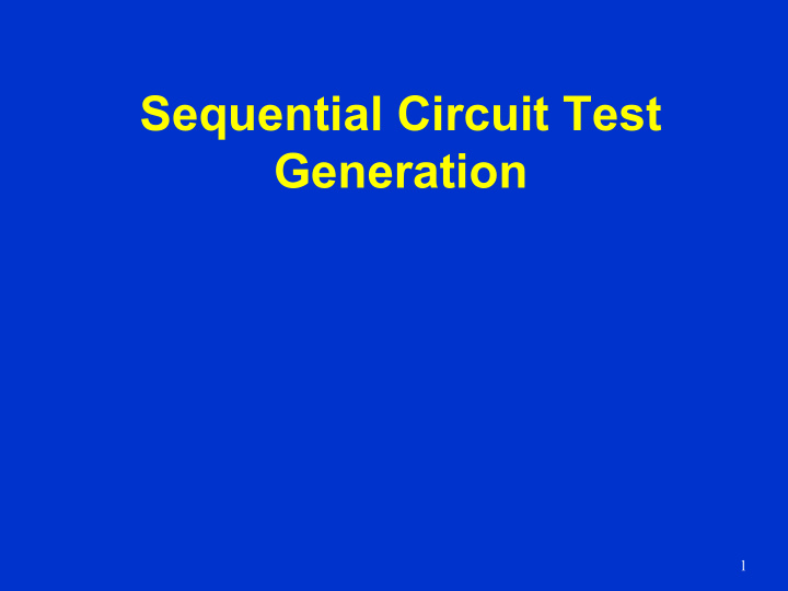 sequential circuit test generation