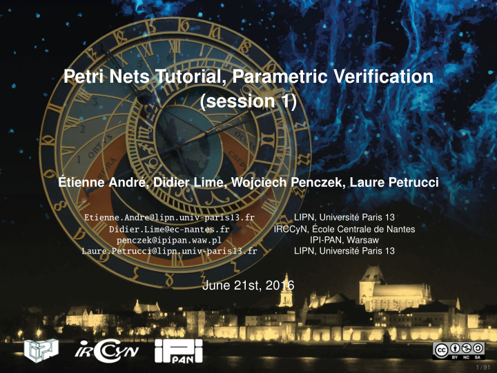 petri nets tutorial parametric verification session 1