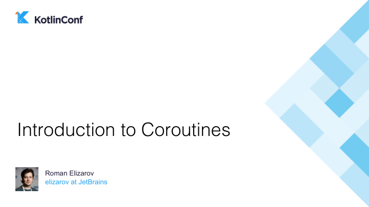 introduction to coroutines