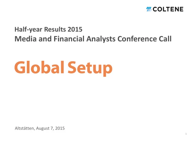 media and financial analysts conference call