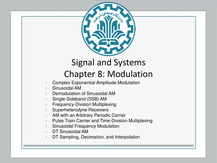 signal and systems chapter 8 modulation