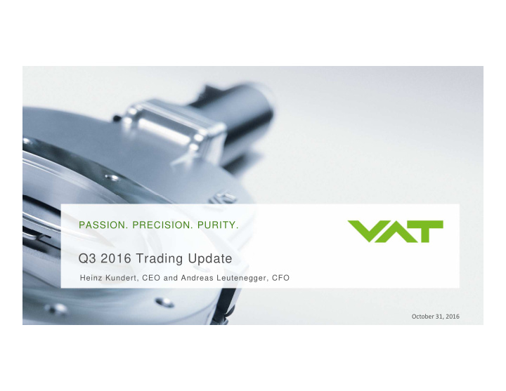 q3 2016 trading update
