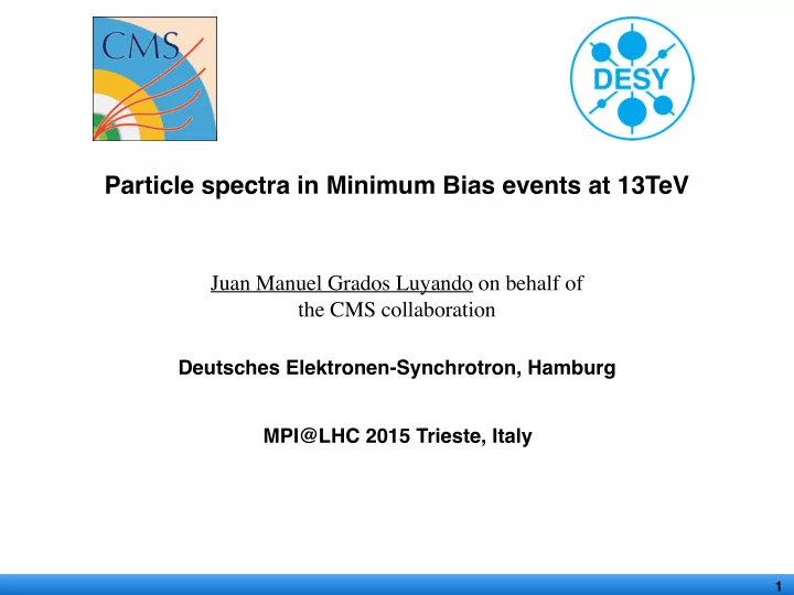 particle spectra in minimum bias events at 13tev
