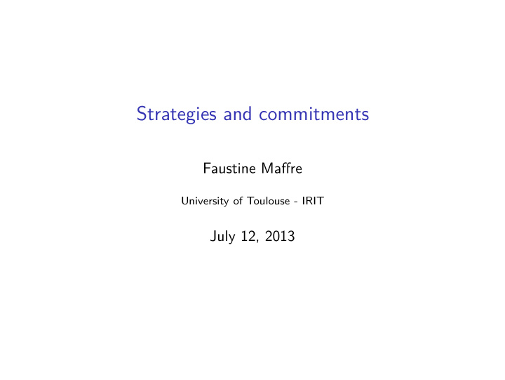 strategies and commitments