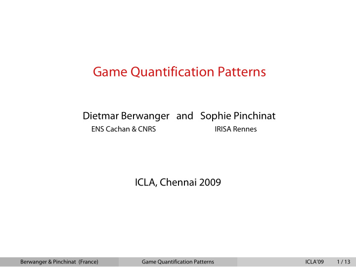 game quantification patterns