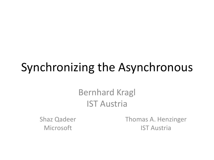 synchronizing the asynchronous