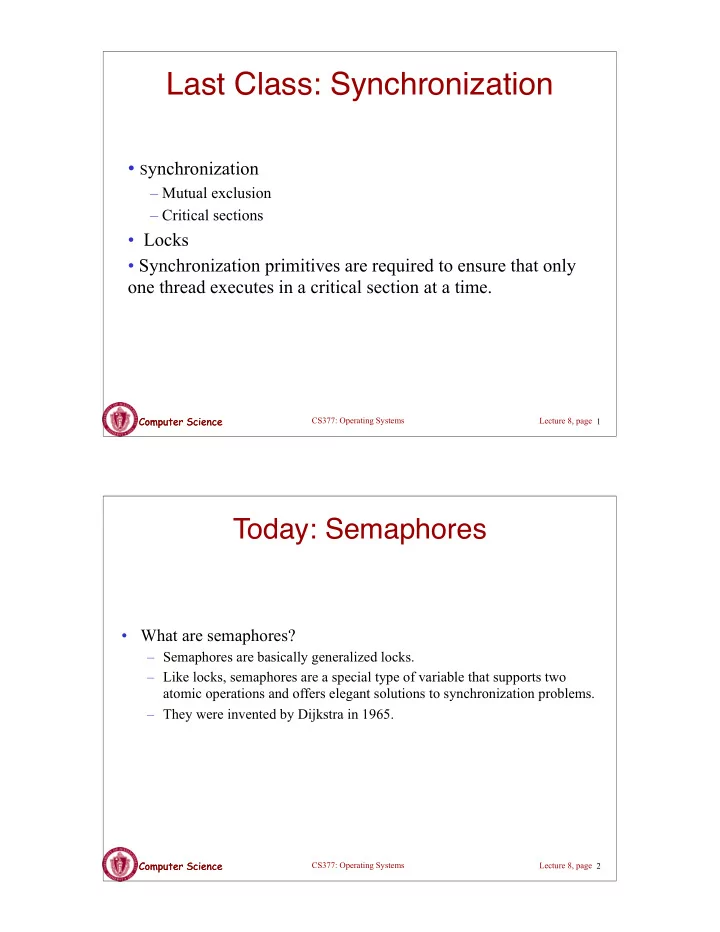 last class synchronization