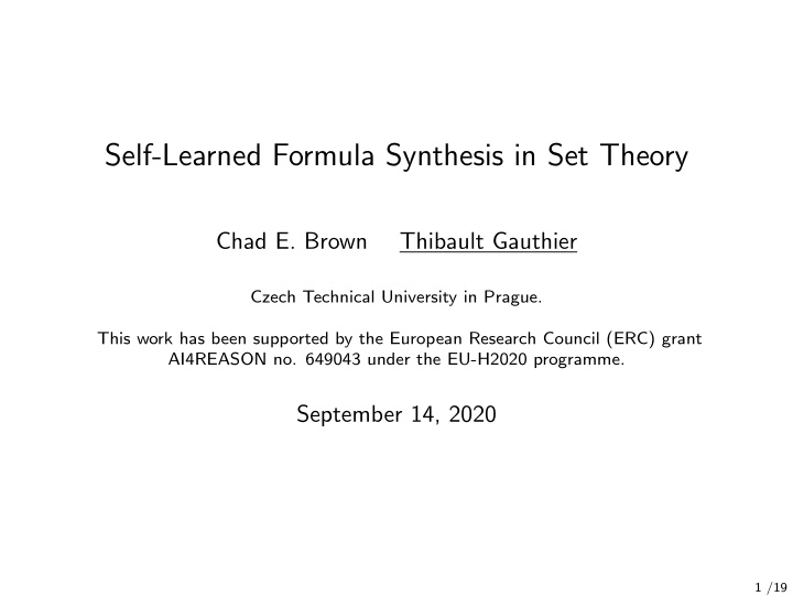 self learned formula synthesis in set theory