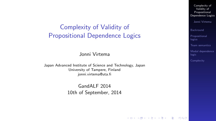 complexity of validity of