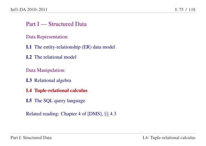 part i structured data