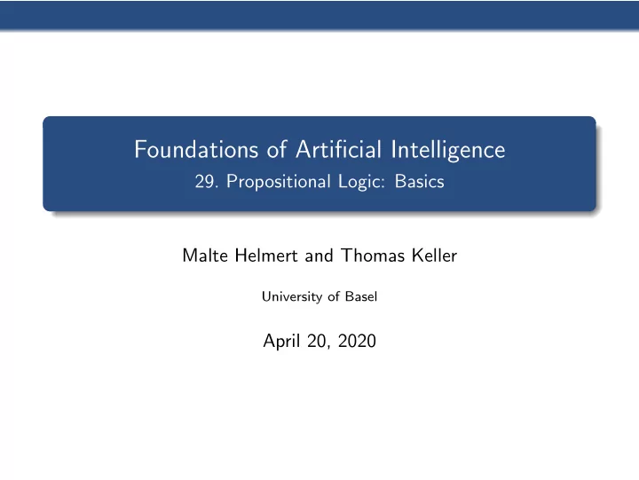 foundations of artificial intelligence