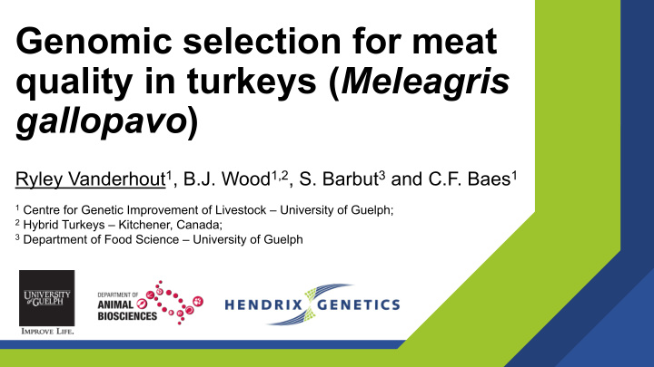 genomic selection for meat quality in turkeys meleagris