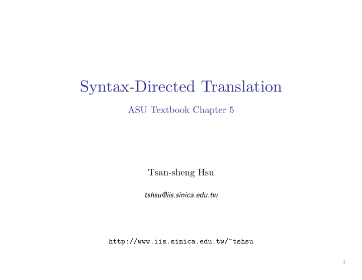 syntax directed translation