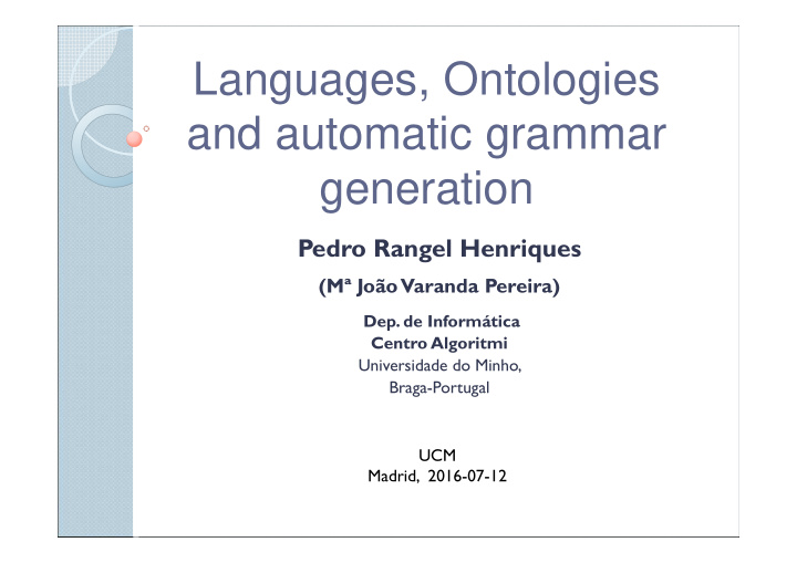languages ontologies and automatic grammar generation