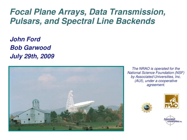 focal plane arrays data transmission pulsars and spectral