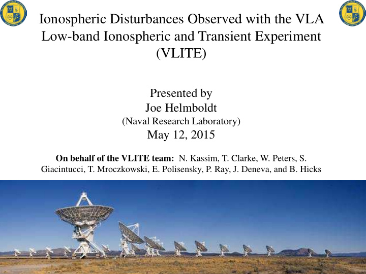 ionospheric disturbances observed with the vla low band
