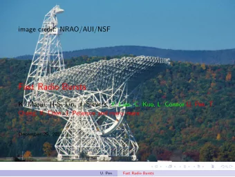 Fast Radio Bursts K. Masui, H-S. Lin, J. Sievers, Y. Liao, C. Kuo, L. Connor U. Pen, T.  Chang, X.