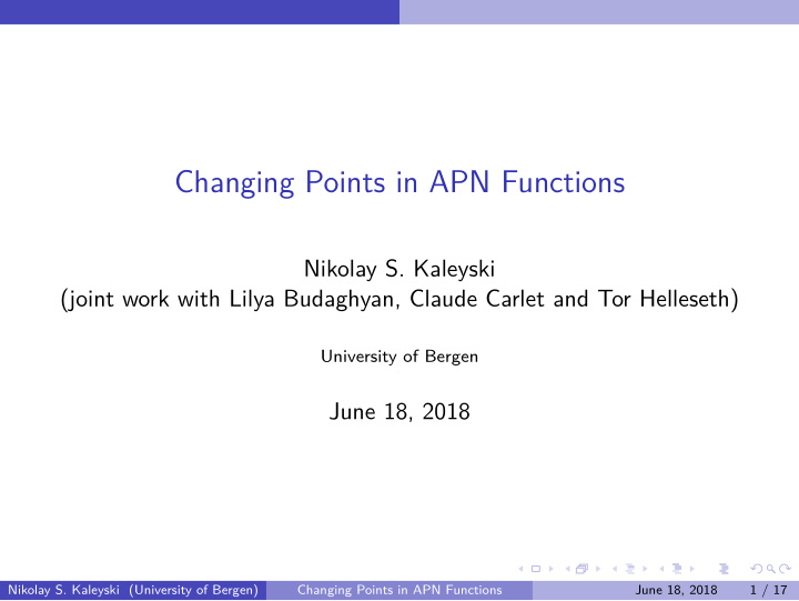 changing points in apn functions