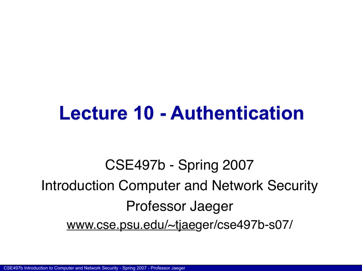 lecture 10 authentication