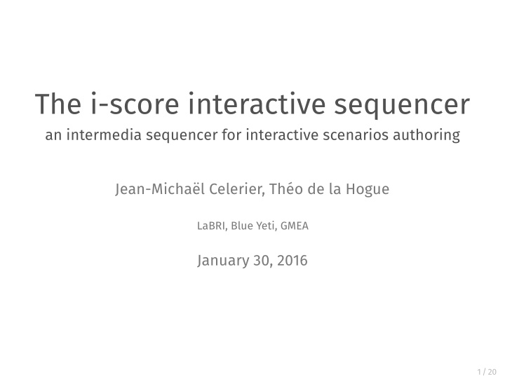 the i score interactive sequencer