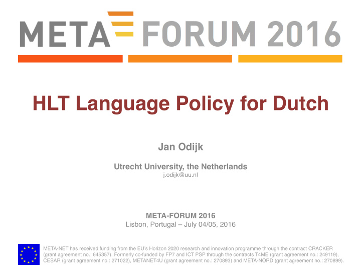 hlt language policy for dutch