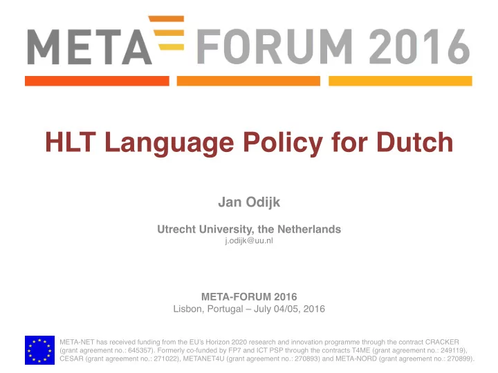 hlt language policy for dutch