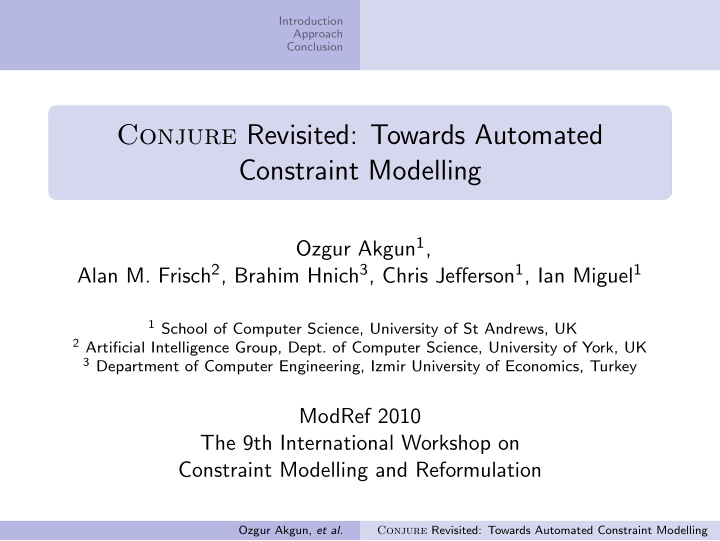 conjure revisited towards automated constraint modelling