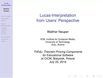 Lucas-Interpretation  Users Views  Programmers  from Users Perspective  Students  Lucas-