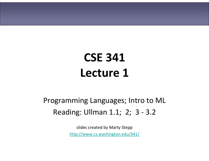 cse 341 lecture 1