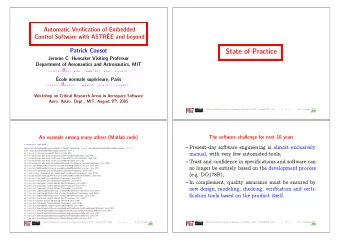 State of Practice  Jerome C. Hunsaker Visiting Professor  Department of Aeronautics and