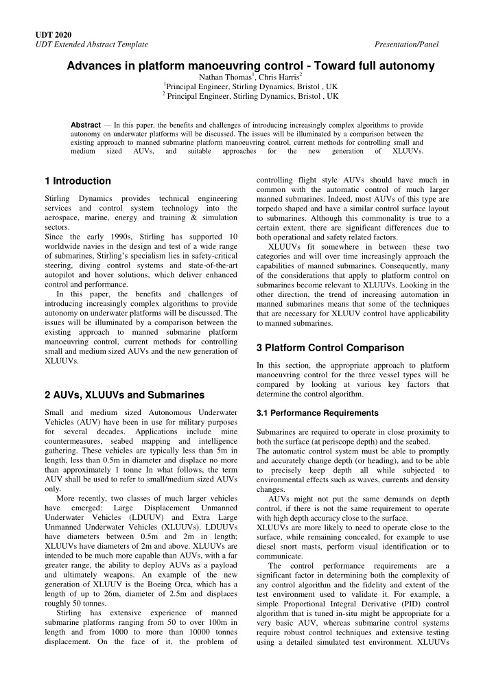 advances in platform manoeuvring control toward full