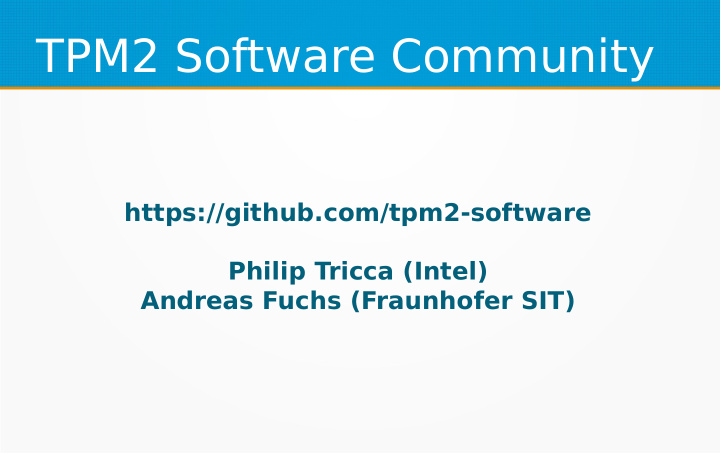 tpm2 software community