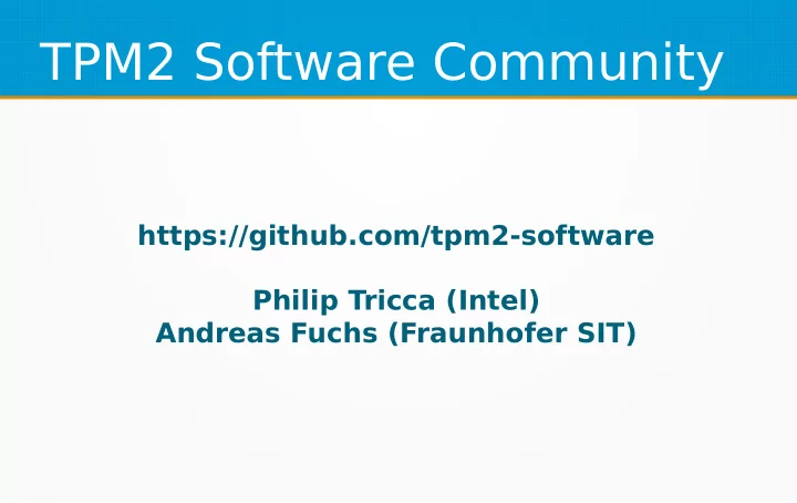 tpm2 software community