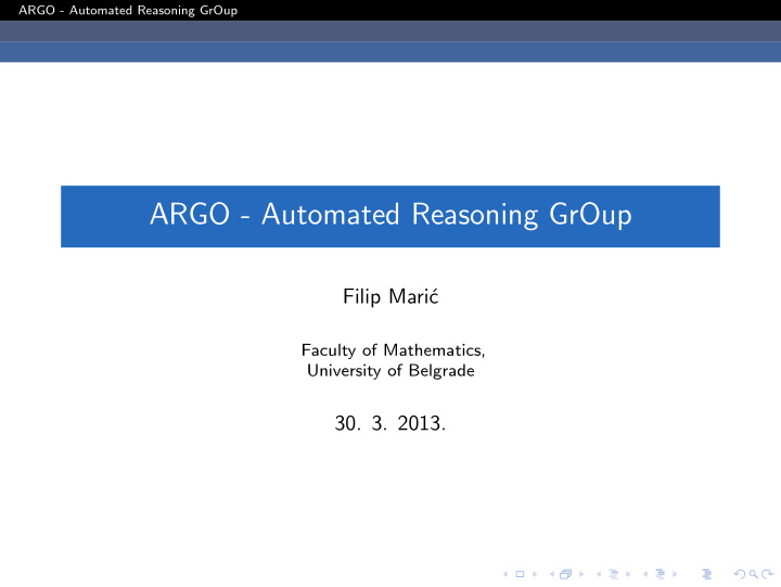 argo automated reasoning group