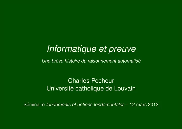 informatique et preuve