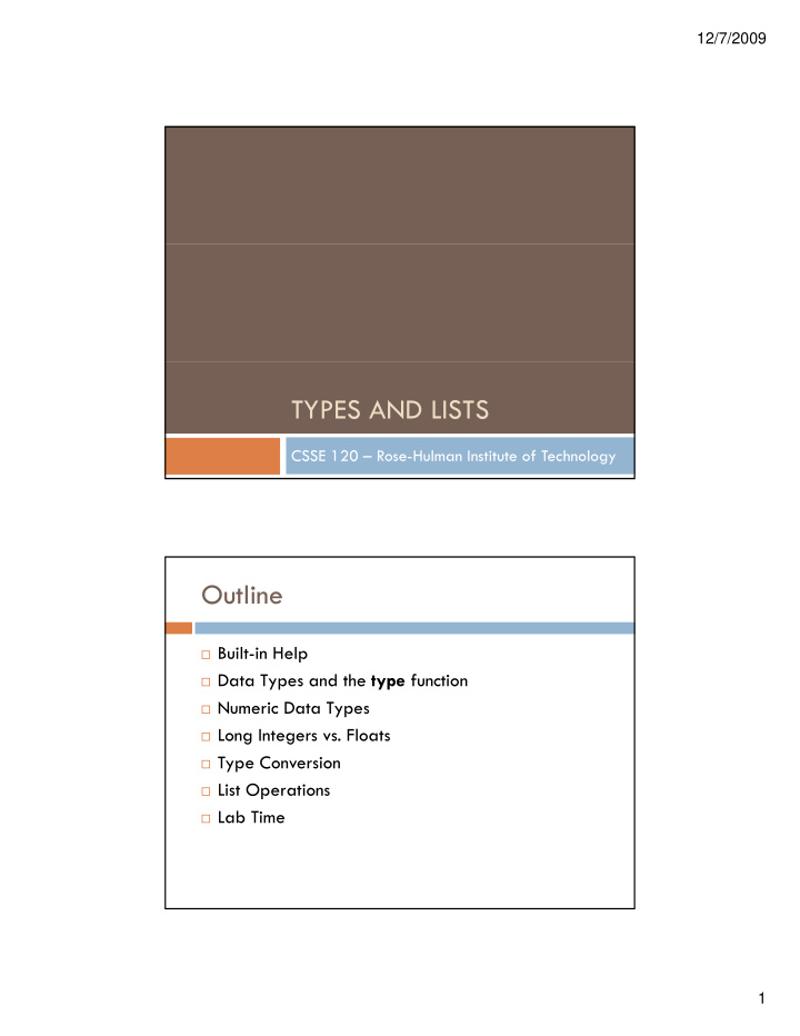 types and lists