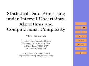 Statistical Data Processing  under Interval Uncertainty:  Algorithms and  Title Page