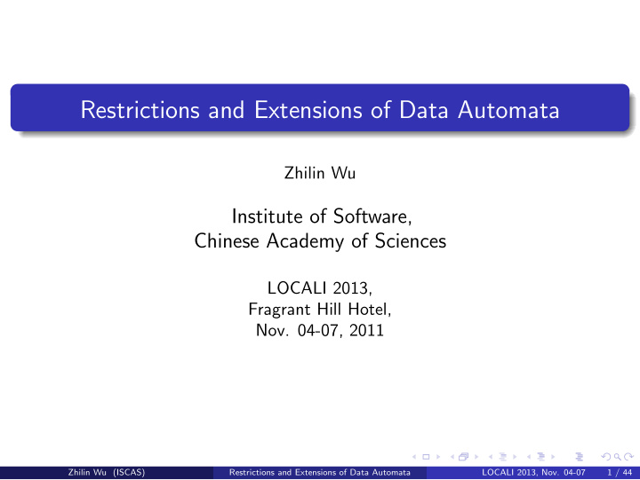 restrictions and extensions of data automata