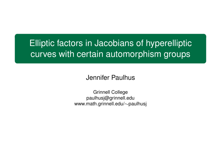 elliptic factors in jacobians of hyperelliptic curves