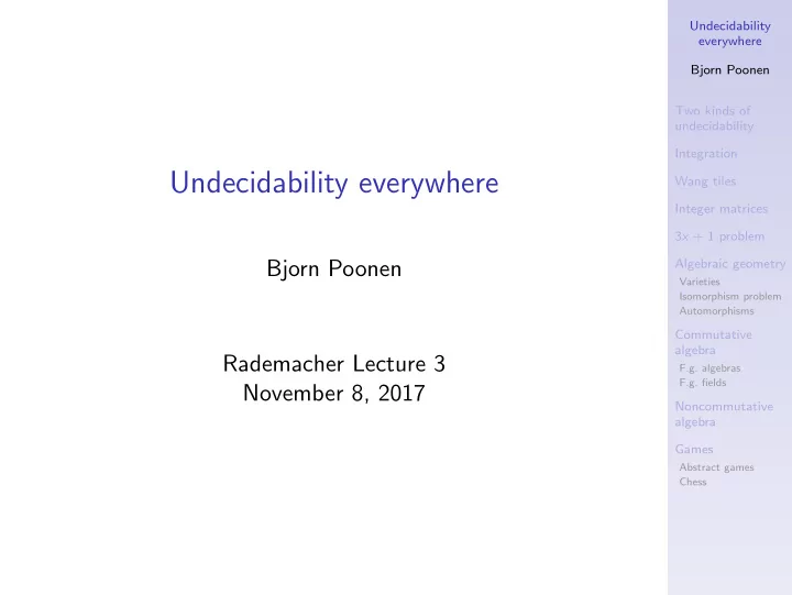 undecidability everywhere