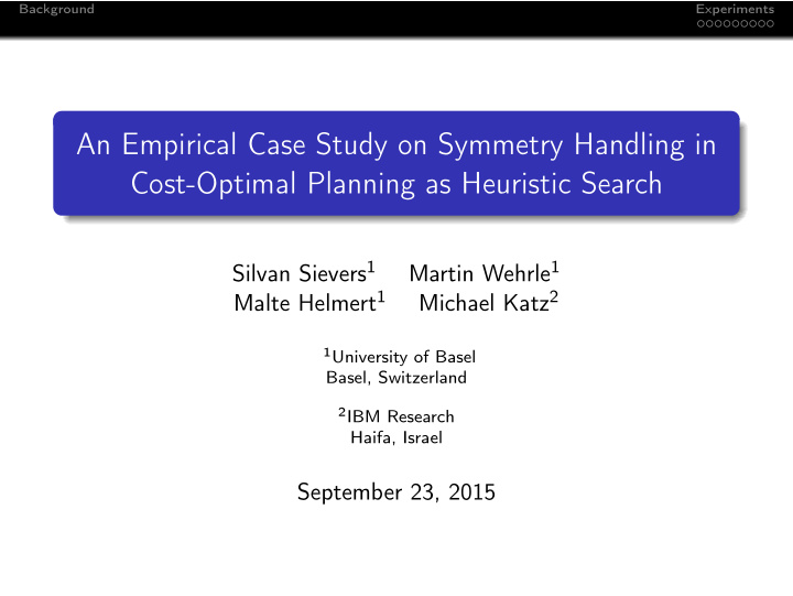 an empirical case study on symmetry handling in cost