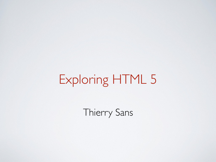 exploring html 5