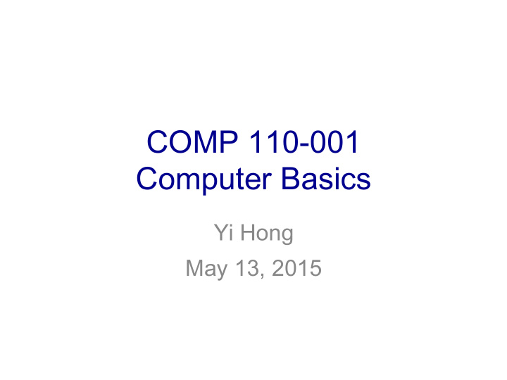 comp 110 001 computer basics