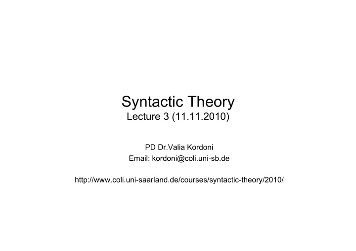 syntactic theory