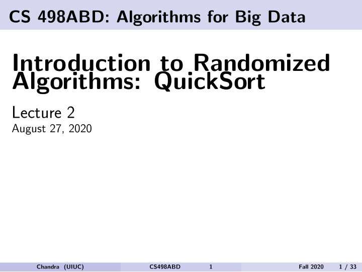 introduction to randomized algorithms quicksort