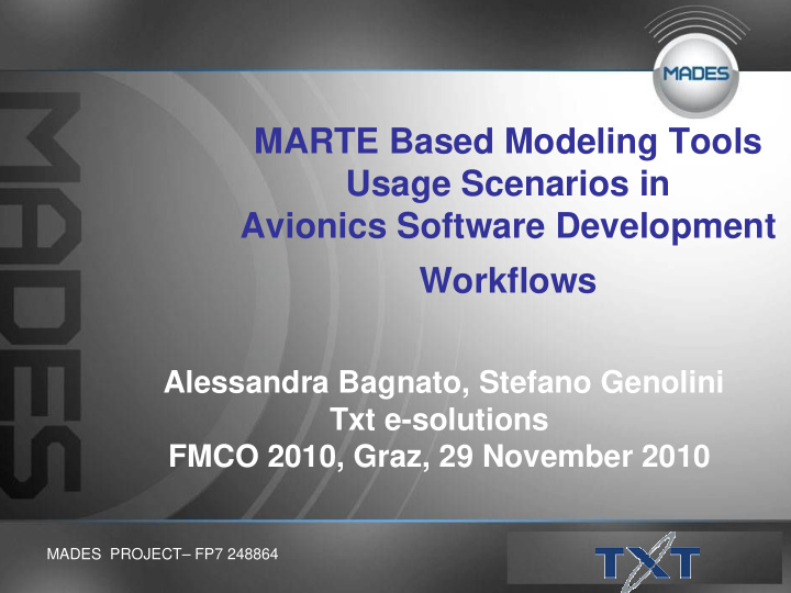 marte based modeling tools usage scenarios in avionics