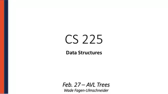 CS 225  Data Structures Feb. 27  AVL  L Tre  rees  Wad  ade Fag  agen-Ulm  lmschneid  ider  Left