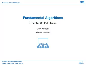 Fundamental Algorithms  Chapter 8: AVL Trees  Dirk Pfl  uger  Winter 2010/11  D. Pfl  uger: