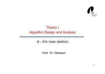 Theory I Algorithm Design and Analysis  (4  AVL trees: deletion)  Prof. Th. Ottmann  1